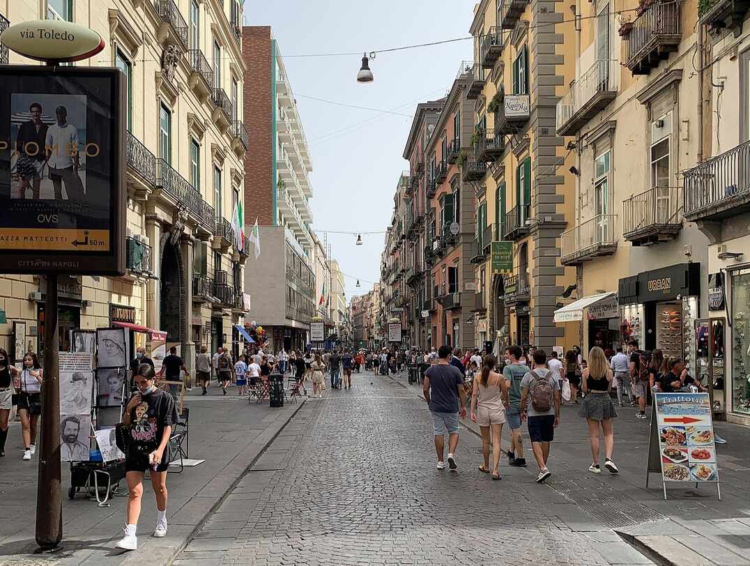 Illustrated placeholder of Via Toledo in Naples